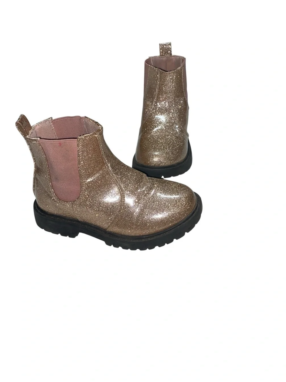 Girls' Pink Glitter Chelsea Boots / combat boots tough princess vibes play shoes